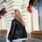 Leather fur jackets for women