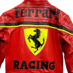 Ferrari Leather Racing Moto Biker Jacket