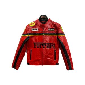 Ferrari Leather Racing Moto Biker Jacket
