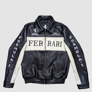 Ferrari Racing F1 Leather Bomber Jacket