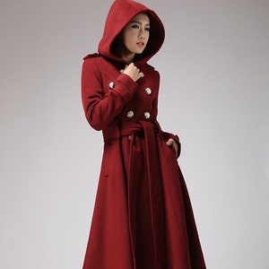 Hooded wool coat