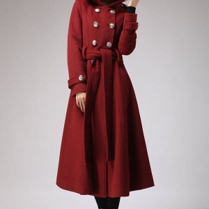 Hooded wool coat