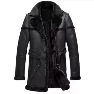 fur leather long coat