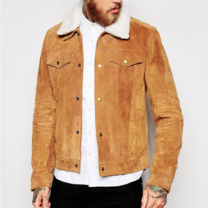 fur-lined suede jacket